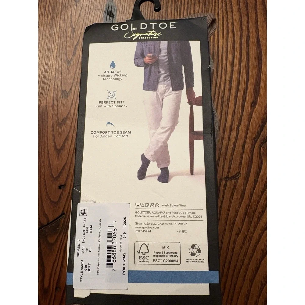 Gold Toe Men'sSignature 5 Pairs Dress Crew Socks Neutrals Shoe Size 6-12.5 NWT